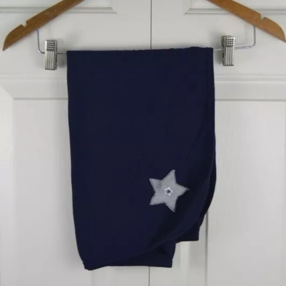 Too Sweet Star Baby Blanket Receiving Cotton Security Lovey Navy Blue Gray